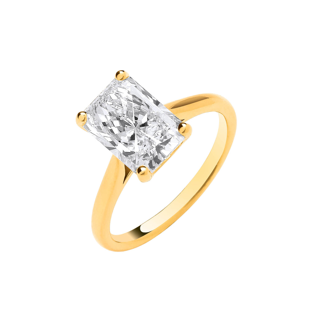 18ct Yellow Gold 3.00ctw Radiant Cut LAB GROWN Diamond Ring IGI Certified