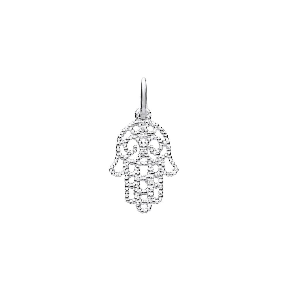 Silver Hamsa Hand Beaded Pendant