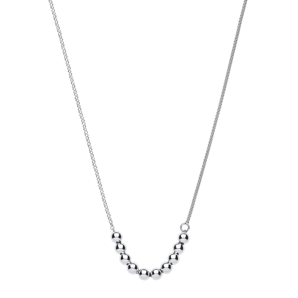 Silver Necklace with Beads on Belcher & Popcorn Chains