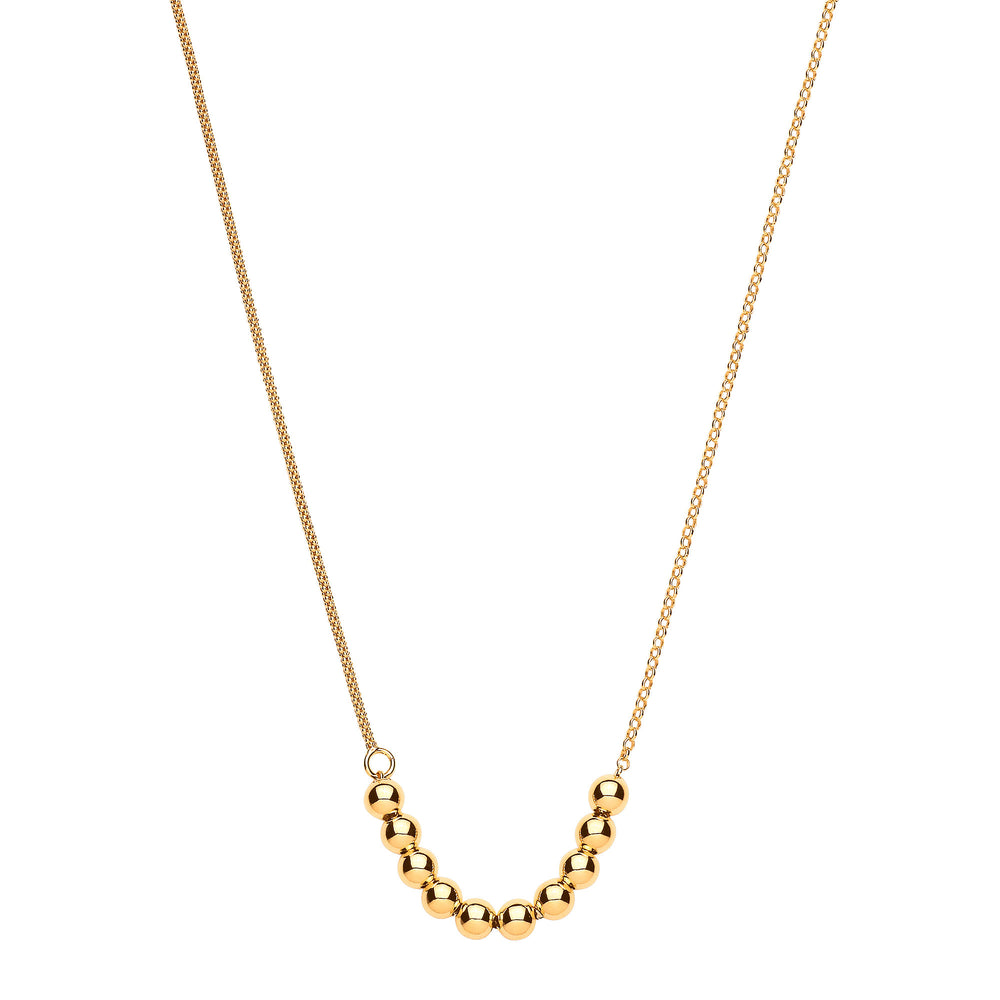 Silver Yellow Gold Plated Necklace with Beads on Belcher & Popcorn Chains