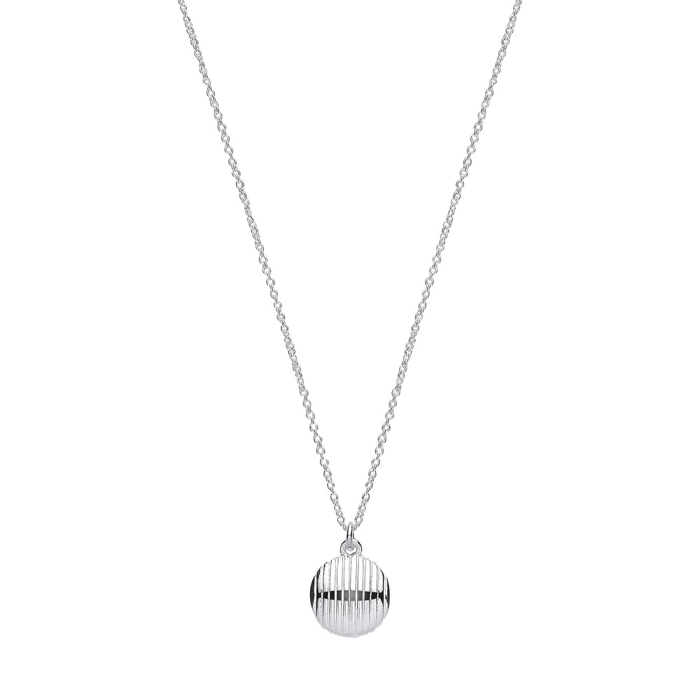 Silver Button Ribbed Pendant Chain