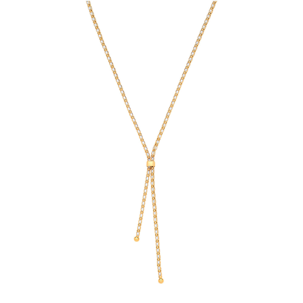 Silver Yellow Gold Plated Necklace filled with Cubic Zirconias – product view