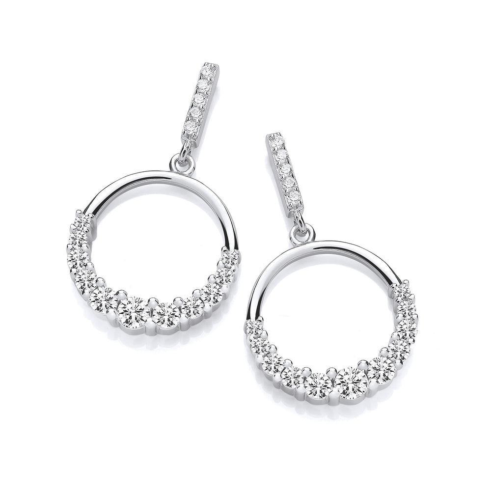 Circle of Life with Graduated Cubic Zirconias Silver Drop Earrings – product view