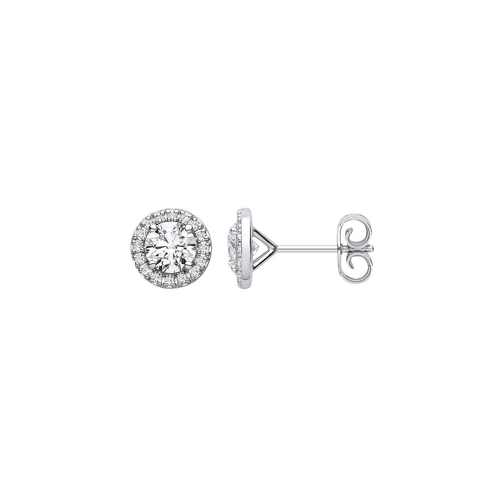 9ct White Gold 1.16ctw LAB GROWN Diamond Halo Earrings IGI Certified