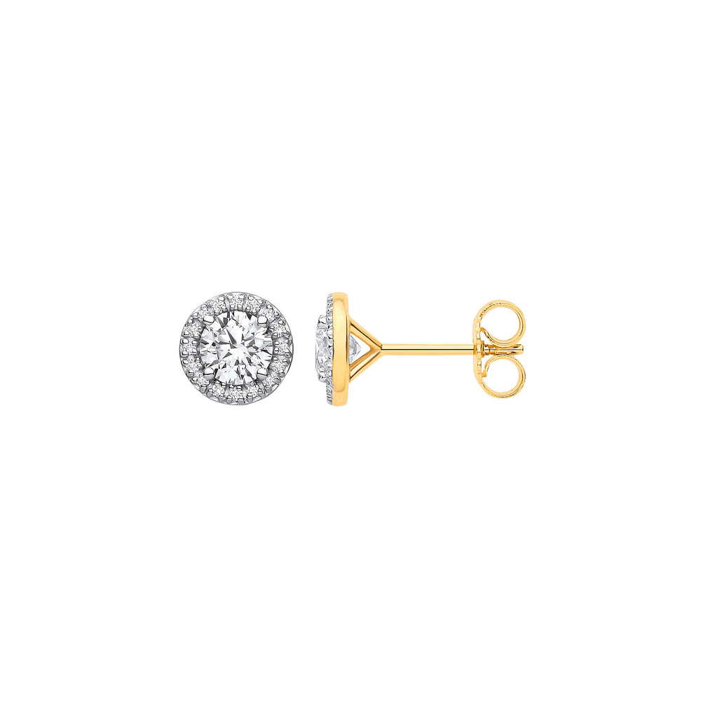 9ct Yellow Gold 1.16ctw LAB GROWN Diamond Halo Earrings IGI Certified