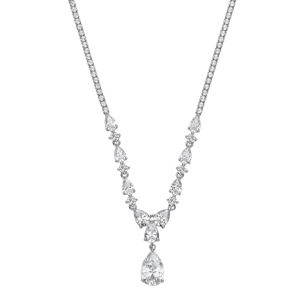 Graduated Pear Cut Tennis Cubic Zirconias Necklace – product view