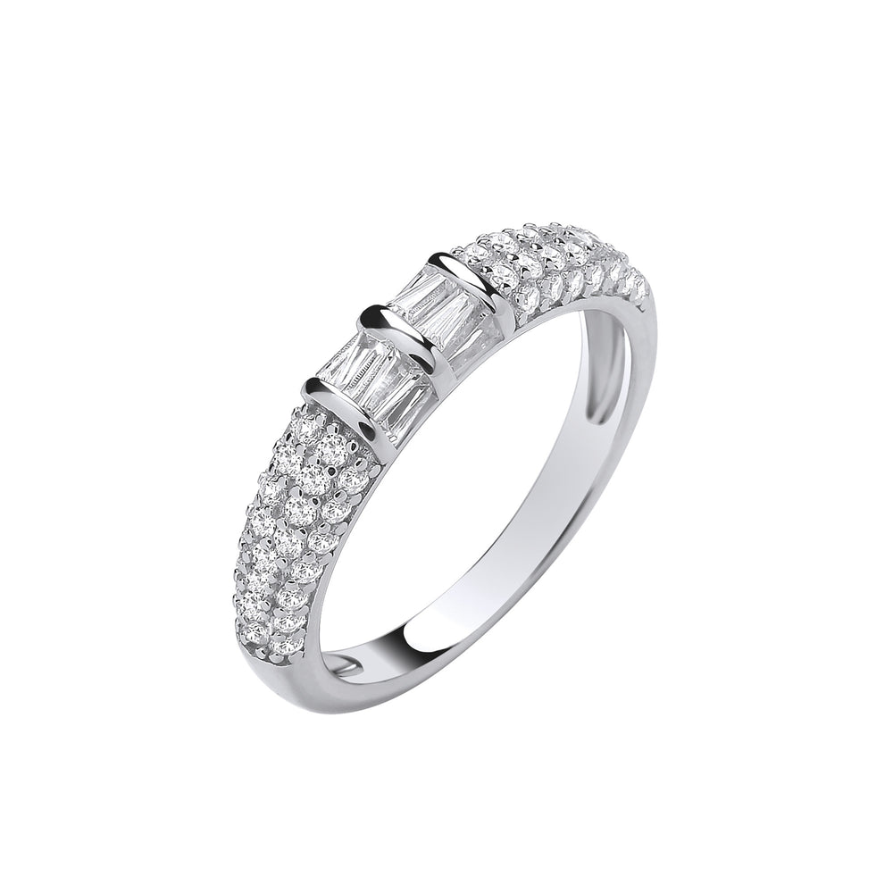 Silver Baguettes & Round Cubic Zirconias Half ET Band – product view