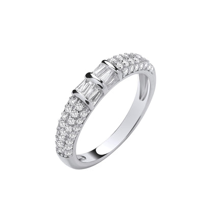 Silver Baguettes & Round Cubic Zirconias Half ET Band – product view
