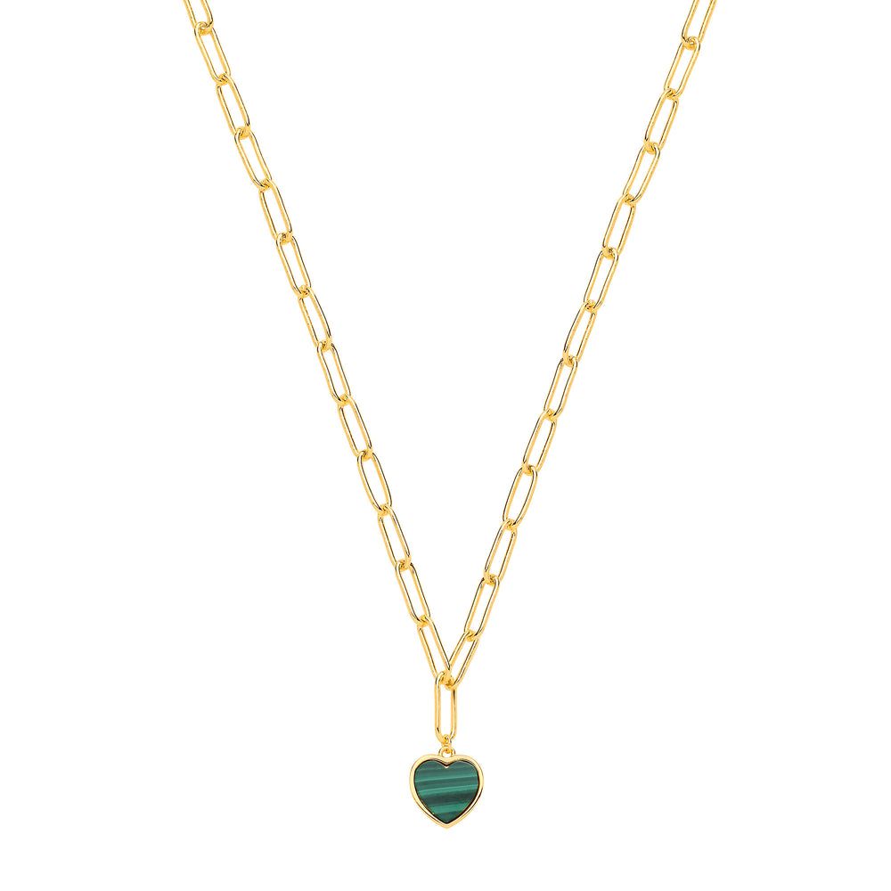 Silver Yellow Gold Plated Paper Clip Heart Necklace