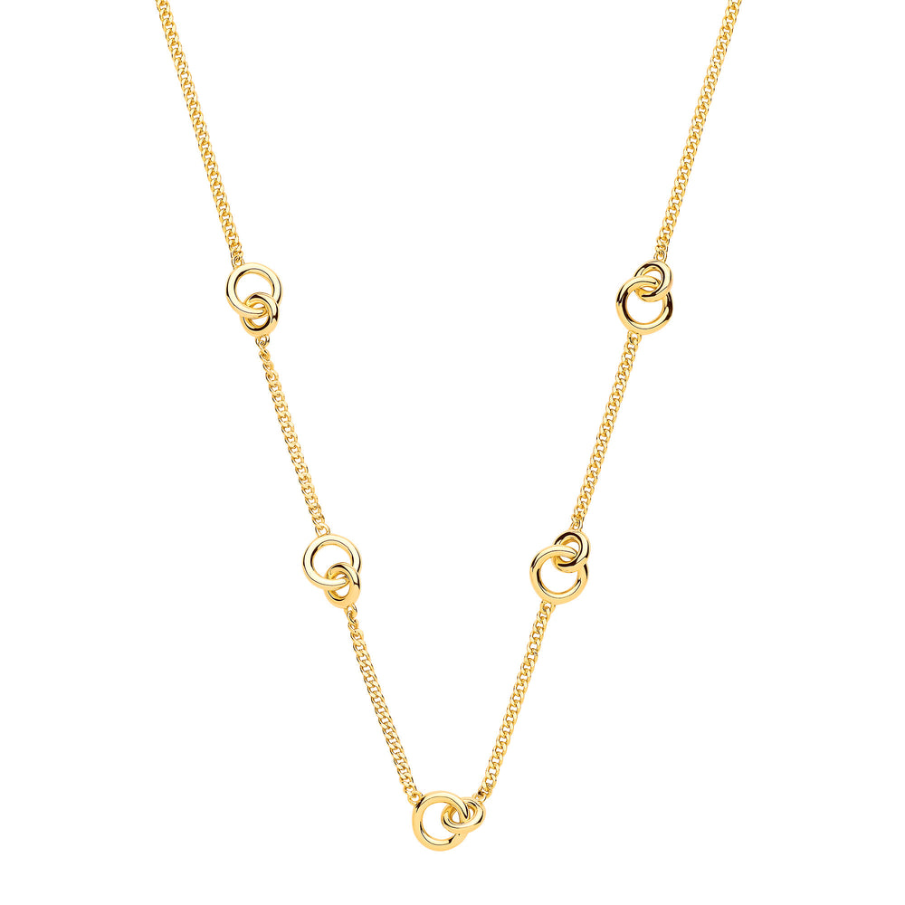 Silver Yellow Gold Plated Interlocking Circle Necklace