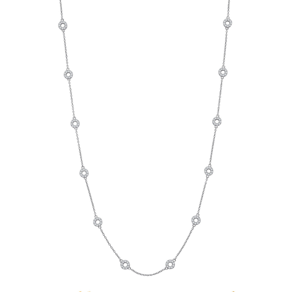 Silver Circles with Cubic Zirconias Necklace