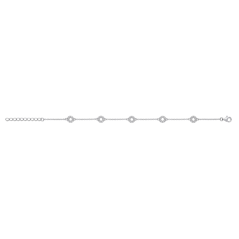 Silver Circles with Cubic Zirconias Ladies Bracelet