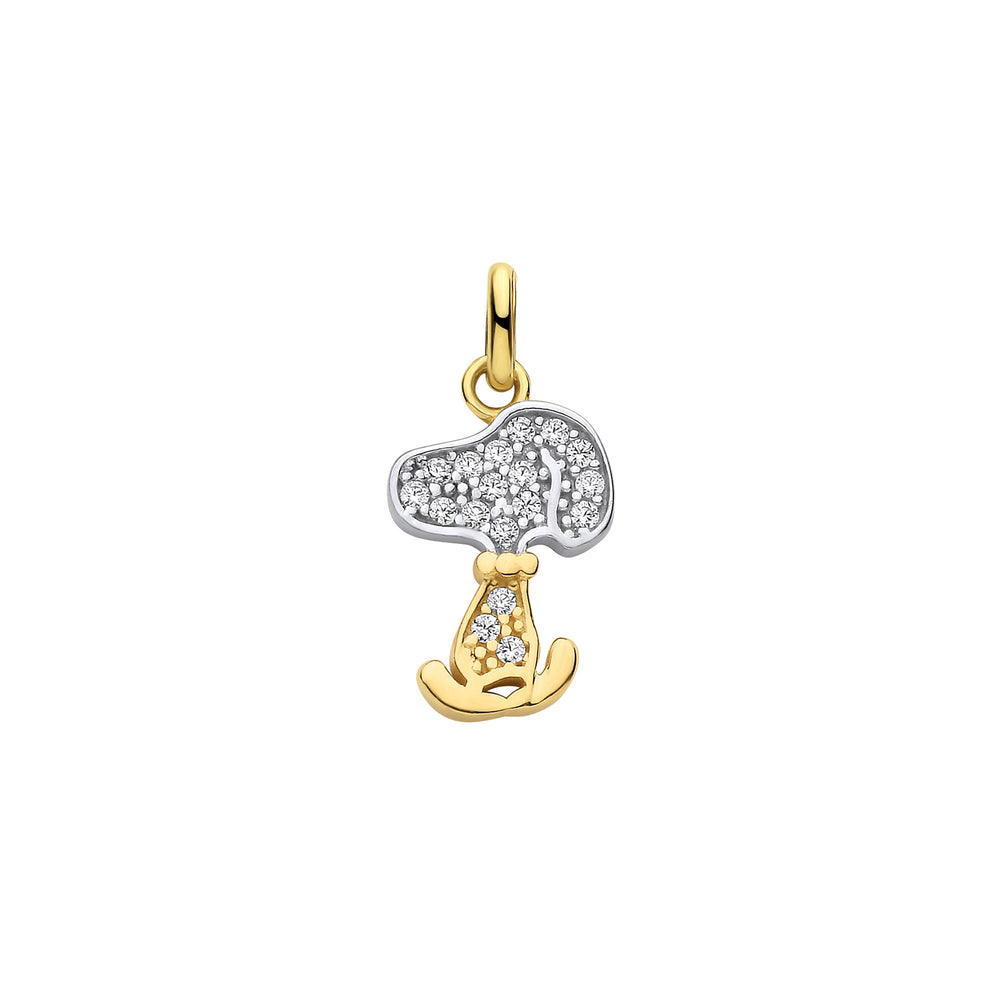 Yellow Gold Snoopy Cubic Zirconia Pendant