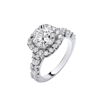 9ct White Gold 3.05ctw Brilliant Cut Halo LAB GROWN Dress Ring IGI Certified