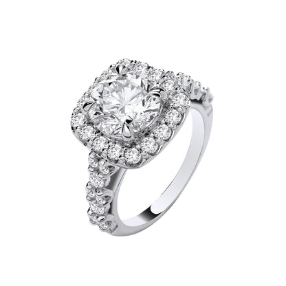 9ct White Gold 4.05ctw Brilliant Cut Halo LAB GROWN Dress Ring IGI Certified