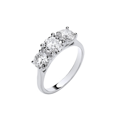 9ct White Gold 2.00ctw Trilogy LAB GROWN Diamond Ring White GoldI Certified