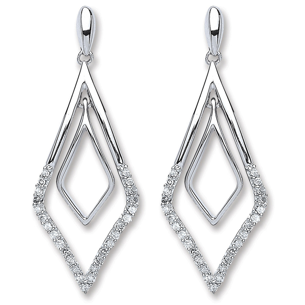 9ct White Gold 0.15ct Dia Drop Earrings