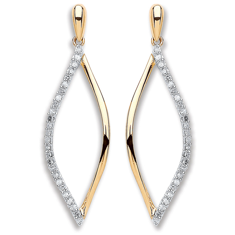 9ct Yellow Gold 0.15ct Dia Drop Earrings