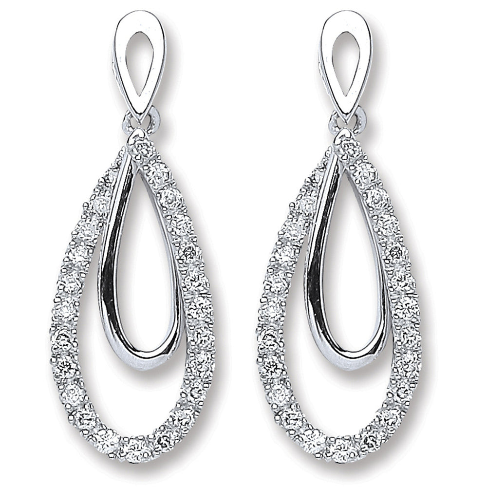 9ct White Gold 0.20ct Dia Drop Earrings