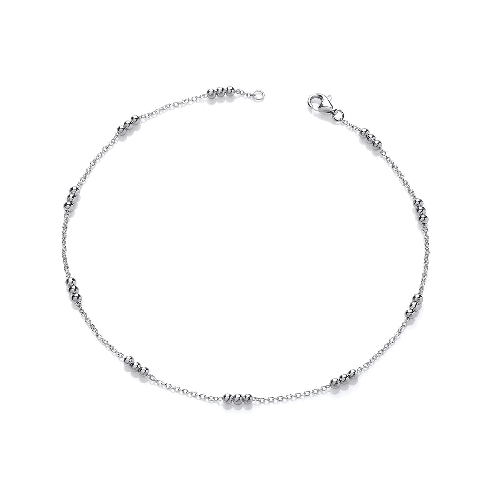 Silver Triple Beaded Ladies Anklet