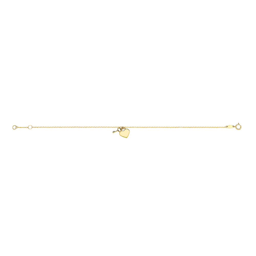 Yellow Gold Key & Heart Ladies Bracelet