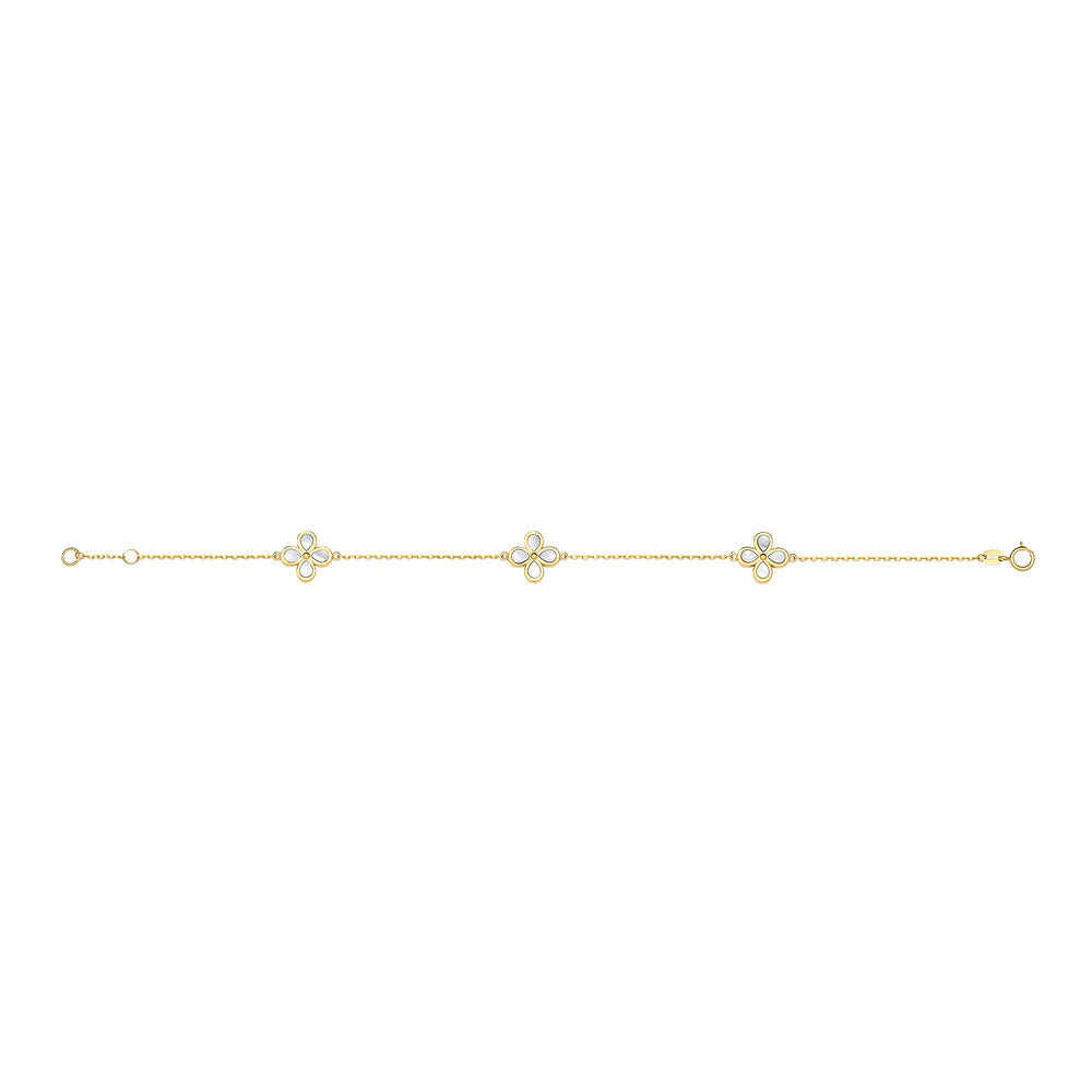 Yellow Gold MOP Flower Ladies Bracelet