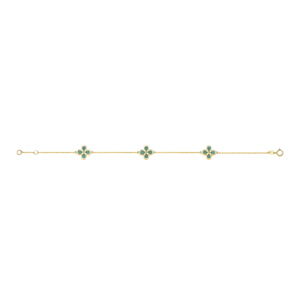 Yellow Gold Green MLCH Flower Ladies Bracelet