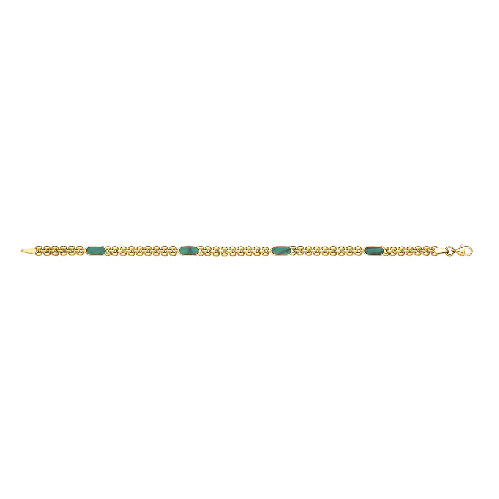 Yellow Gold Green MLCH Panther Link Ladies Bracelet