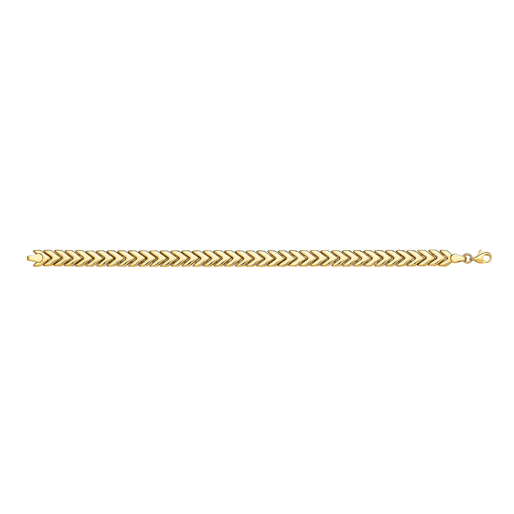 Yellow Gold Herringbone 7mm Ladies Bracelet
