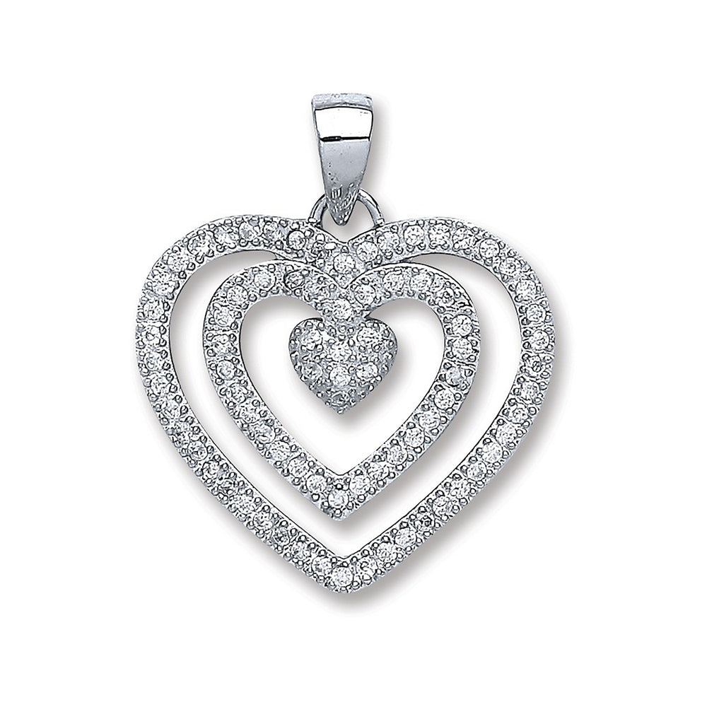 Silver Fancy Heart Cubic Zirconia Pendant – product view