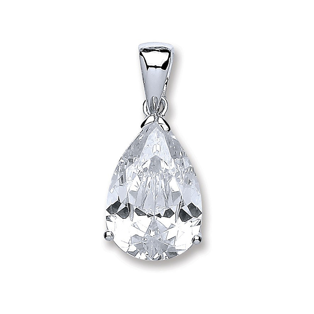 Silver S/S Pear Cubic Zirconia Pendant