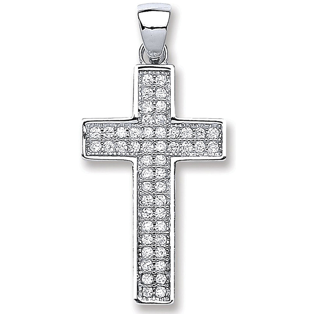 Silver Pave Set Cubic Zirconia Cross