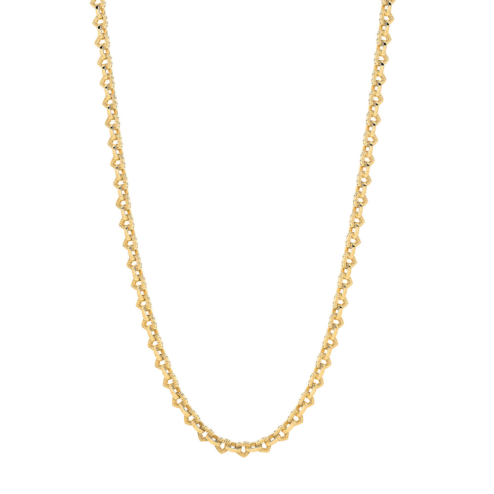 Yellow Gold Heart 6.4mm Link Belcher Bracelet/Chain