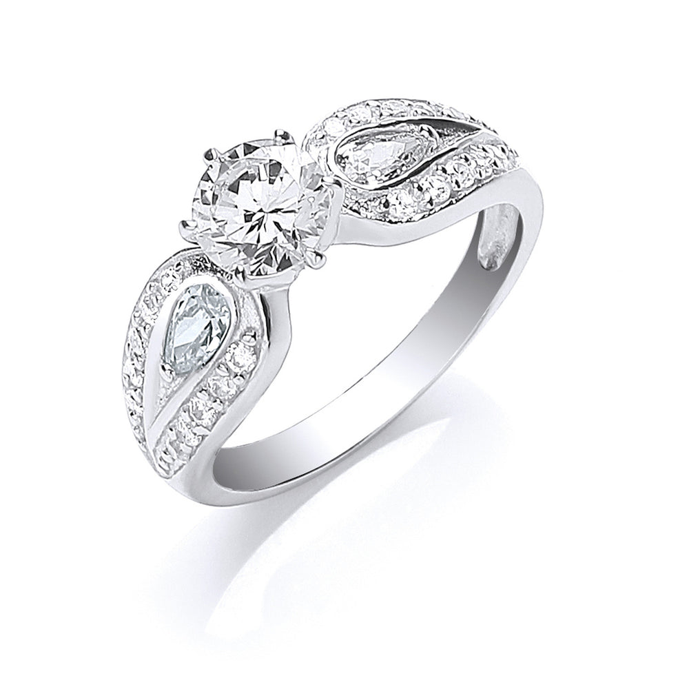 Silver S/S with Cubic Zirconia on Shoulders Ring