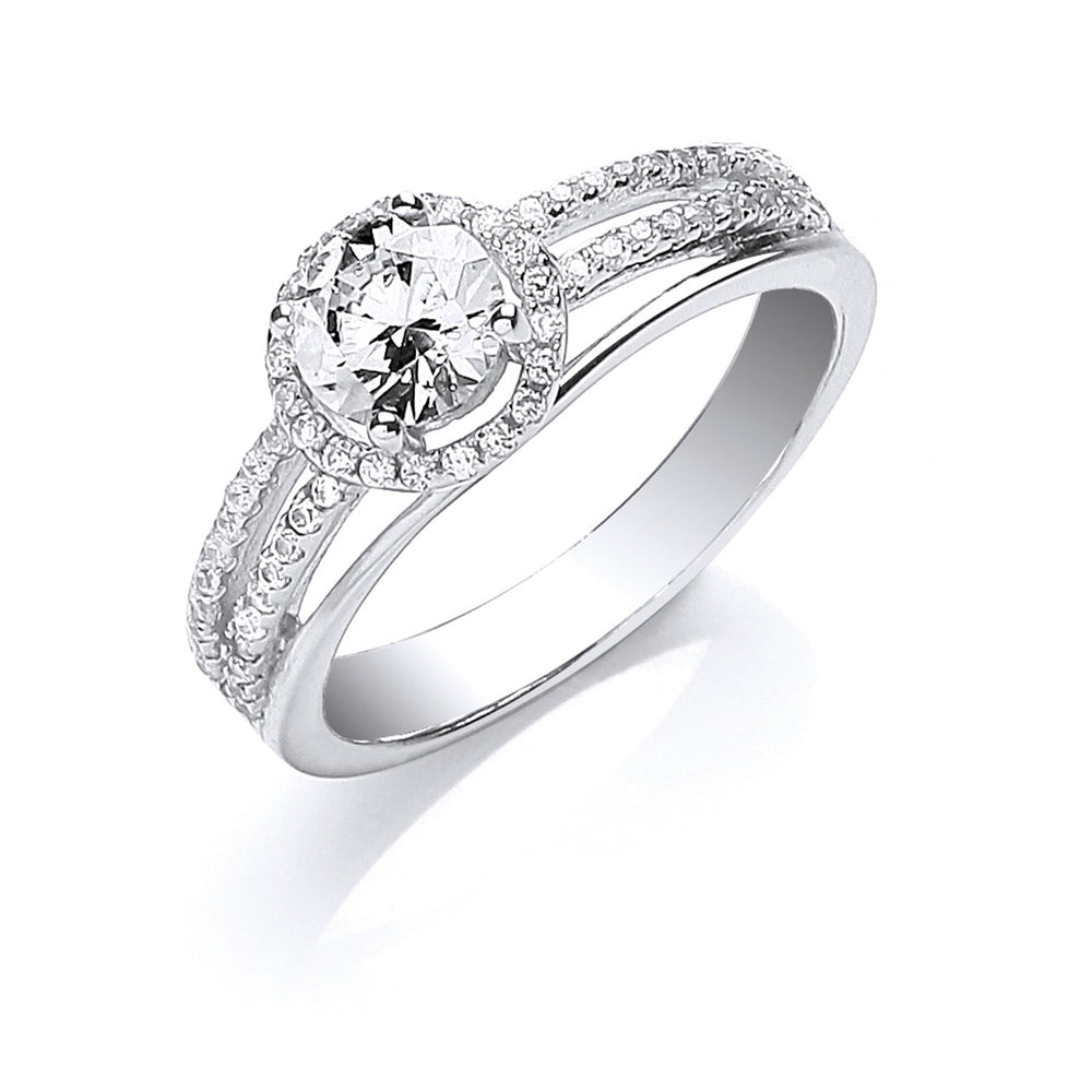 Silver S/S with Cubic Zirconia on Shoulders Ring