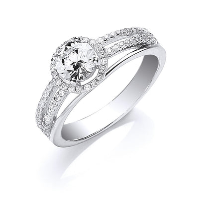Silver S/S with Cubic Zirconia on Shoulders Ring
