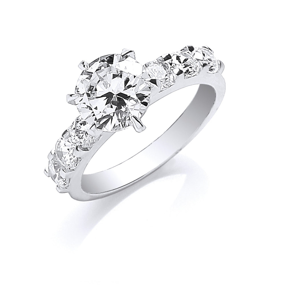 Silver Fancy Round Brilliant Centre Cubic Zirconia Ring