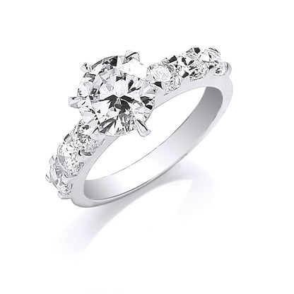 Silver Fancy Round Brilliant Centre Cubic Zirconia Ring