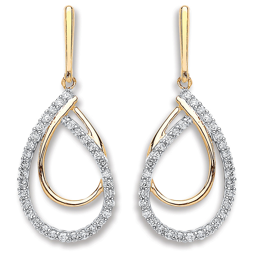9ct Yellow Gold 0.20ct Dia Drop Earrings