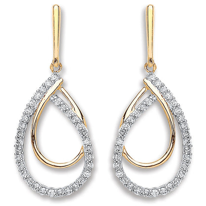 9ct Yellow Gold 0.20ct Dia Drop Earrings