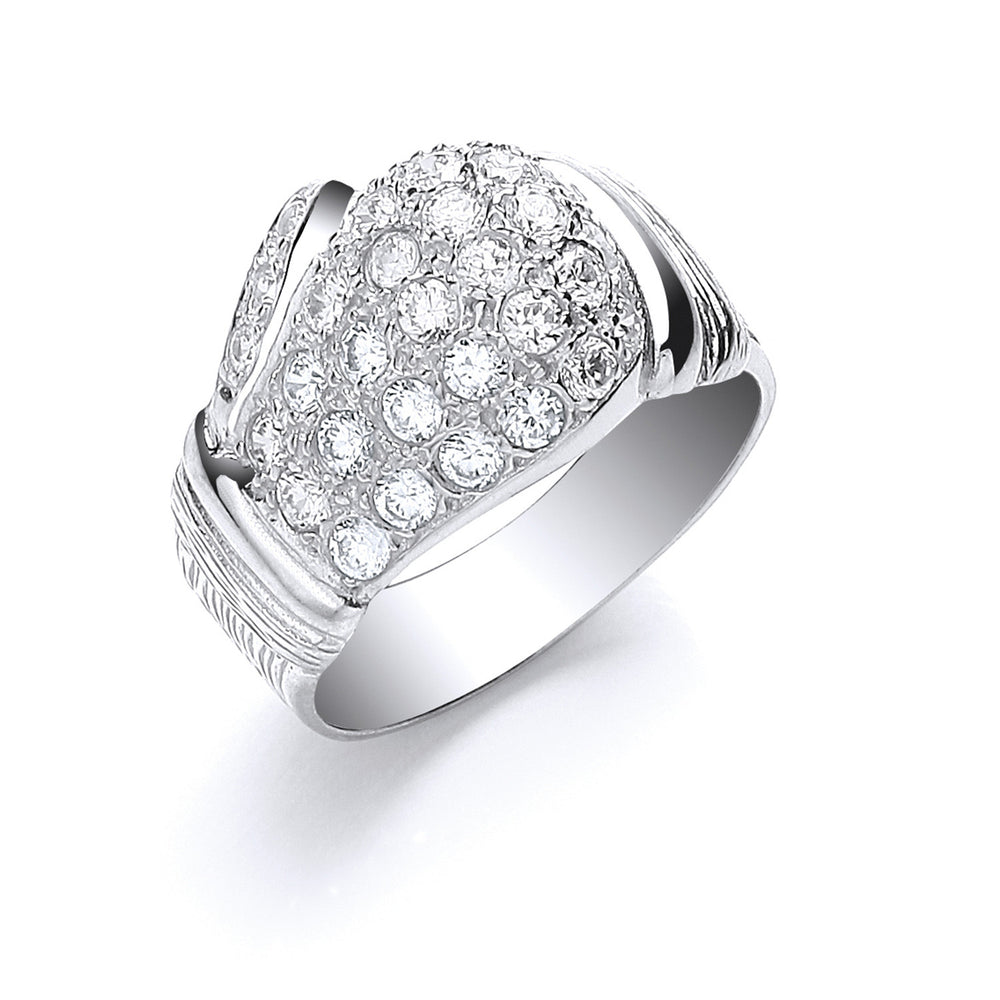Silver Cubic Zirconia Boxing Glove Gents Ring