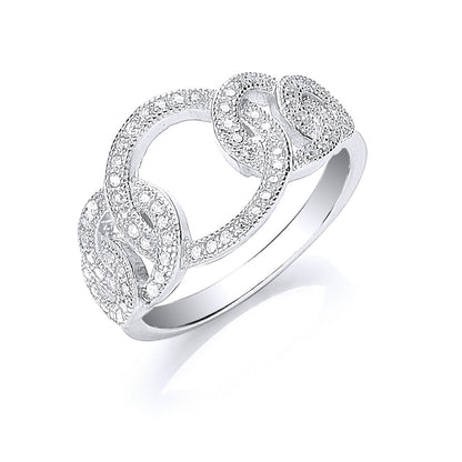 Silver Interlink Cubic Zirconia Ring