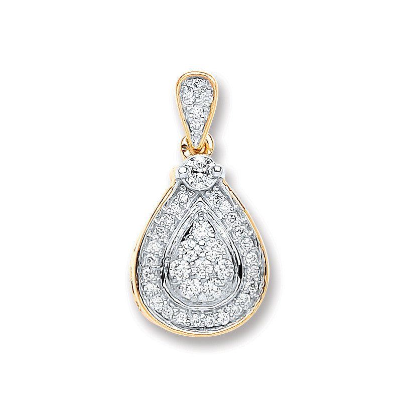 9ct Yellow Gold 0.25ct Diamond Drop Pendant