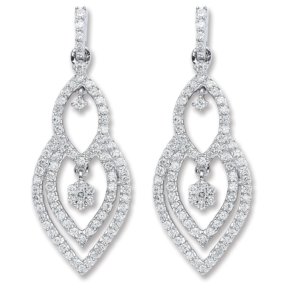 18ct White Gold 0.75ct Dia Drop Earrings