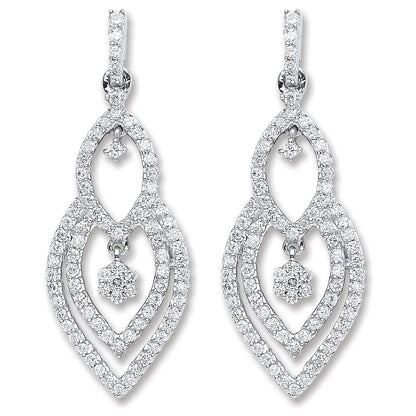 18ct White Gold 0.75ct Dia Drop Earrings