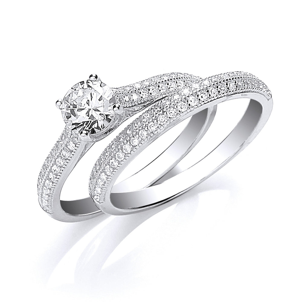 Silver Bridal Half ET with Cubic Zirconia in the Centre Rings