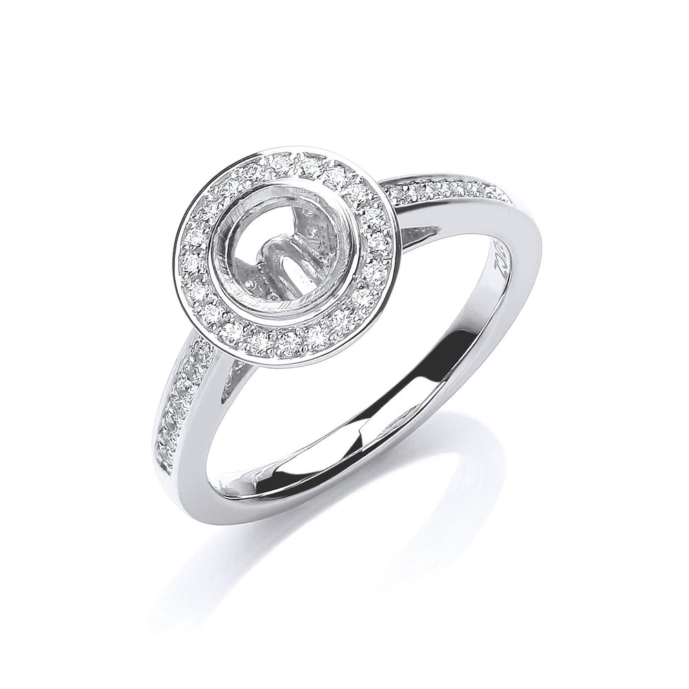 18ct White Gold 0.29ct & (0.50ct Centre) Semi-Set Mount G/VS