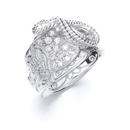 Silver Gents Cubic Zirconia Saddle Ring