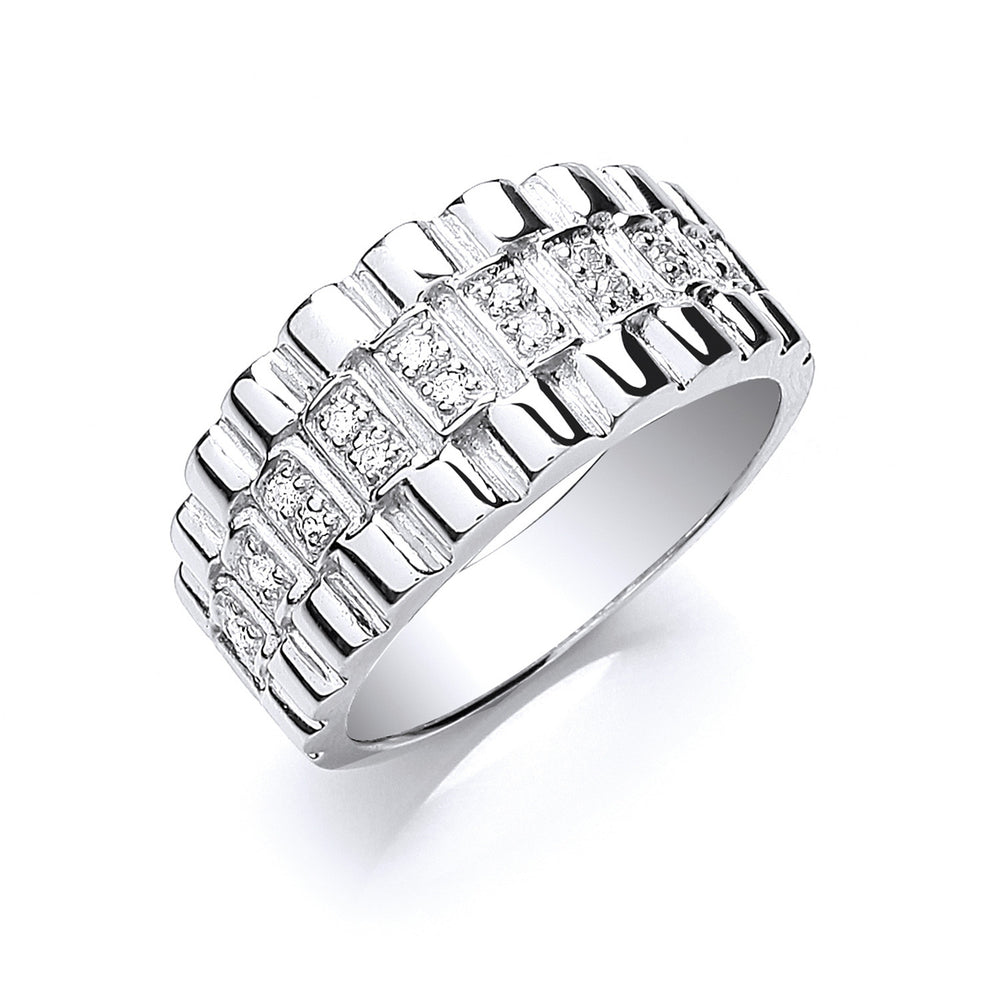 Silver Gents Cubic Zirconia Ring