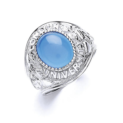 Silver Gents Blue Stone College Ring